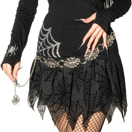 Spiderweb Silver Chain Belt