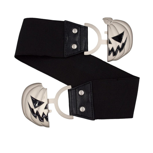 Elastic Waist Belt Trick Or Treat Pumpkin Black