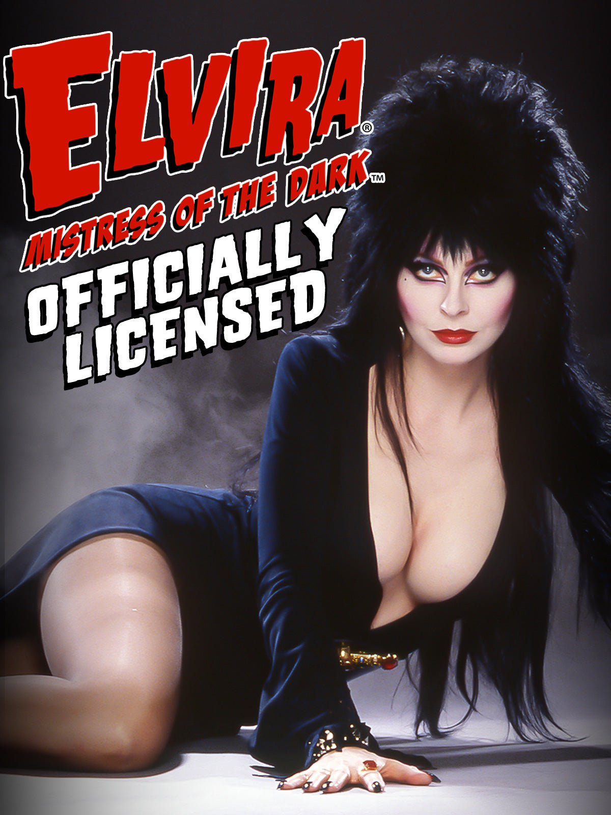 Elvira, Mistress of the Dark, with text indicating officially licensed product.