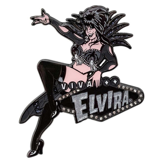 COMING SOON! Elvira Vegas Rhinestone Black Enamel Pin