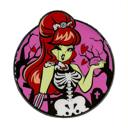 Zombie Girl Moon Glow Enamel Pin