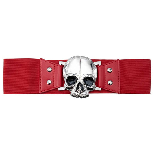 Elastic Waist Belt Skull Red