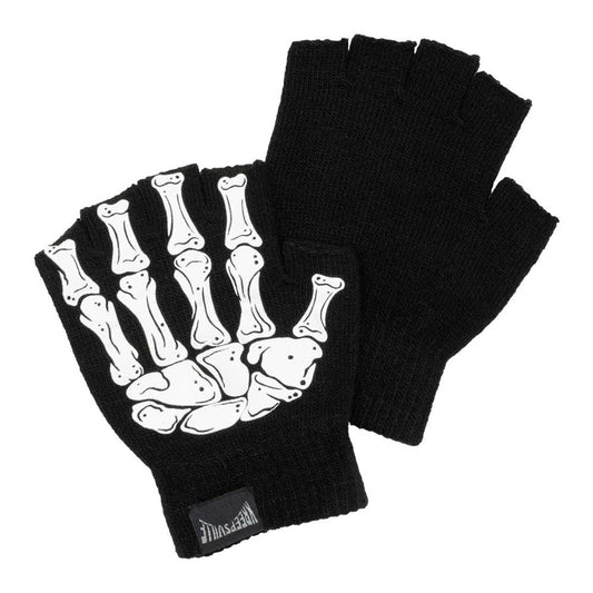 Skeleton Hand Fingerless Knit Gloves