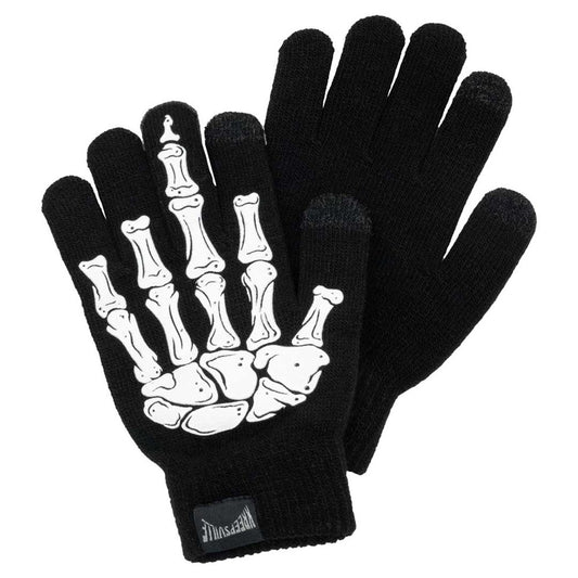 Skeleton Knit Middle Finger Full Gloves