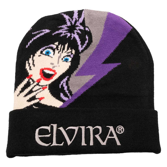 Elvira Purple Bolt Knit Beanie