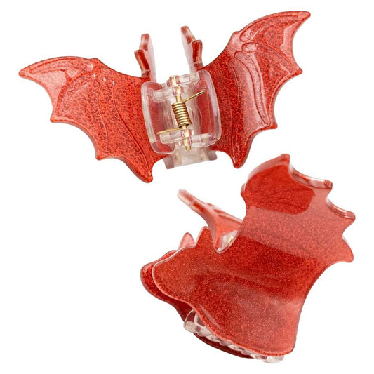 Bat Med Claw Clip Set Red Glitter