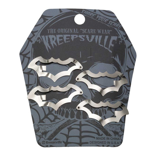 Bat Snap Hair Clips Silver