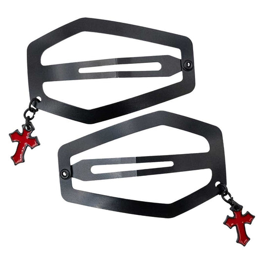Coffin Snap Clip Black Cross Charm
