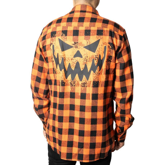 Pumpkin Face Orange Flannel Shirt