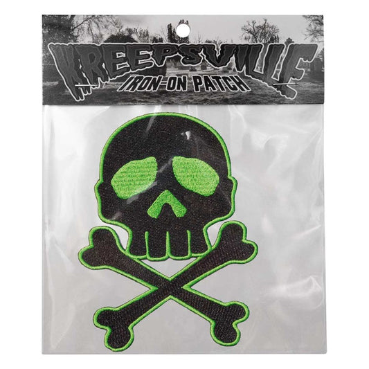Skull Cross Bones Green Patch